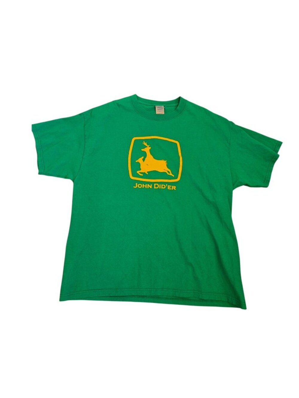 Y2K John Deere Funny Tshirt Sz XL Green Cotton Farmer Delta Magnum Weight